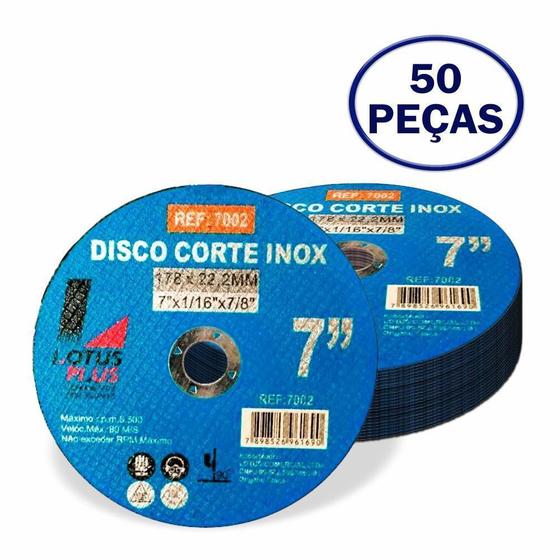 Imagem de Disco Corte Inox 7X1 X 1 1/6 X 7/8 Com 50 Lotus