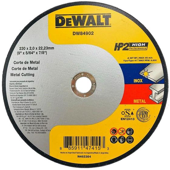 Imagem de Disco Corte Inox HP2 9'x2,0MMx7/8' - DW84902 - DEWALT