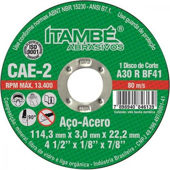 Imagem de Disco Corte Itambe Ferro 4.1/2X7/8 2T - Kit C/10 Unidades