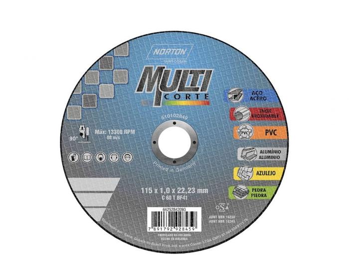Imagem de Disco Corte Multicorte Norton 115X1,0X22,23