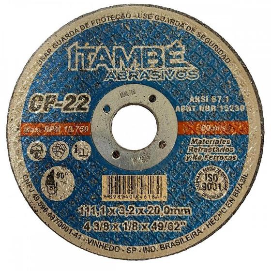 Imagem de Disco Corte Refratario Itambe 4.3/8''X1/8''X 49,62'' - Furo 20Mm - Makita ./ Kit Com 10 Peças