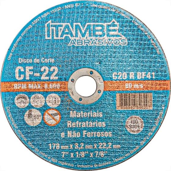 Imagem de Disco Corte Refratario Itambe 7''X1/8''X7/8''- 2 Telas - Cf-22