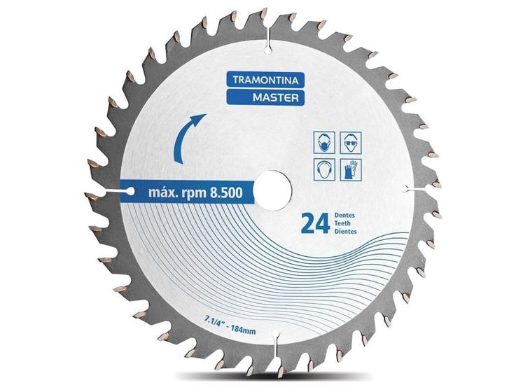 Imagem de Disco corte serra circular 7.1 4 com 24 dentes em metal duro rotacao maxima 8500 rpm tramontina