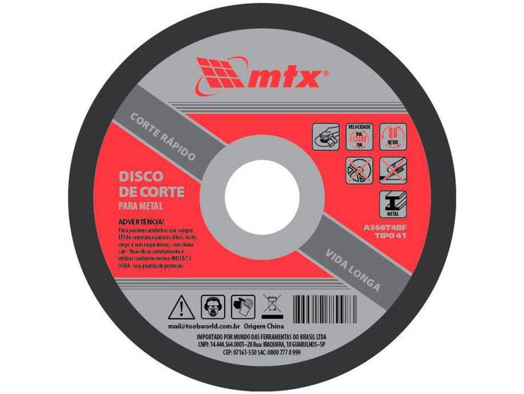 Imagem de Disco de Corte 115x1,6x22mm MTX - 7432855