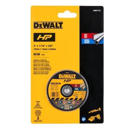 Imagem de Disco De Corte Abrasivo HP3 "X1/6"X3/8" 3 Peças DW8711P3 DeWalt Unica