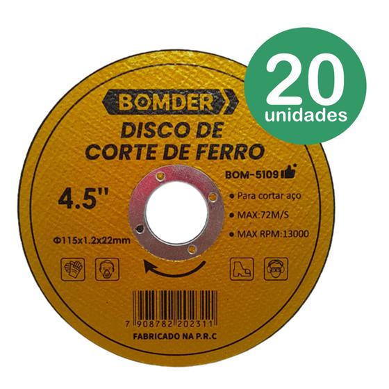 Imagem de Disco De Corte Aço Tubos Chapas Barra 4,5 Polegadas 115 mm BOM5109