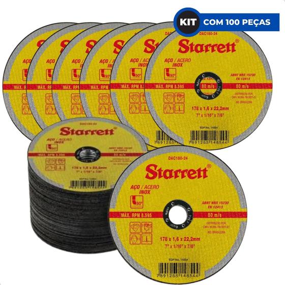 Imagem de Disco De Corte De 7 Pol. P/ Aço Inox Starrett Kit 100 Peças