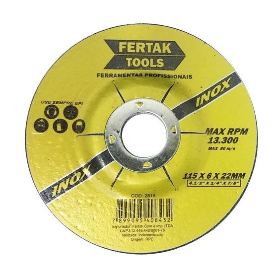 Imagem de Disco de Corte  Desbaste Inox 4.1/2"  x 1/4 " x 7/8" Fertak