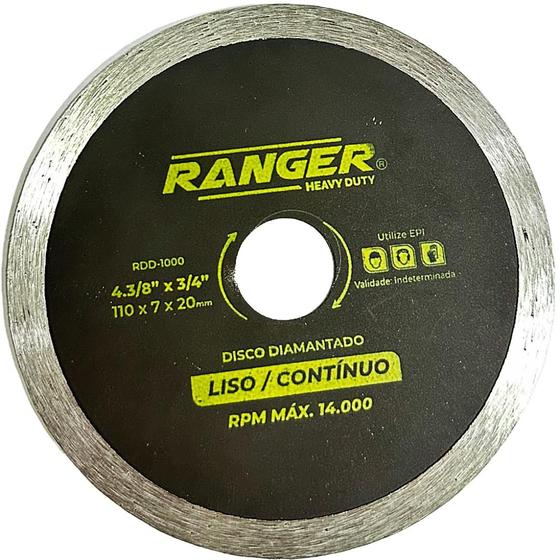 Imagem de Disco de Corte Diamantado Liso Continuo Ranger RDD-1000