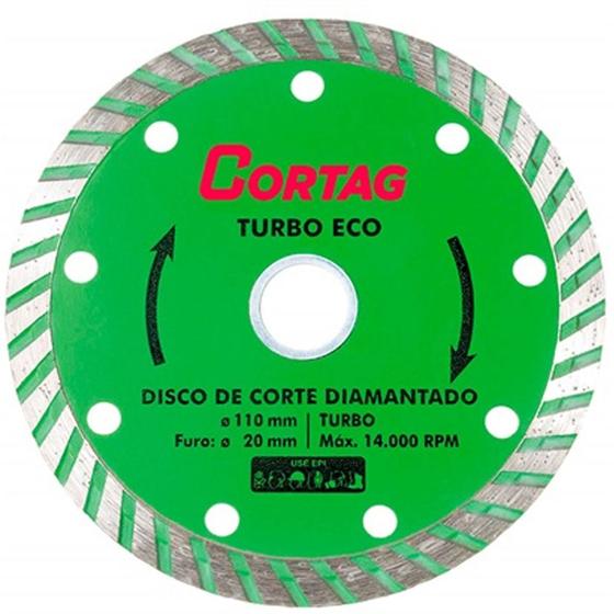 Imagem de Disco de Corte Diamantado Turbo Eco 110x20mm 4.3/8" Cortag