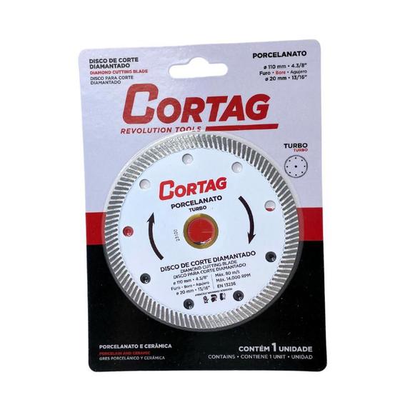 Imagem de Disco de Corte Diamantado Turbo Porcelanato 110mm Cód. 60863 Cortag