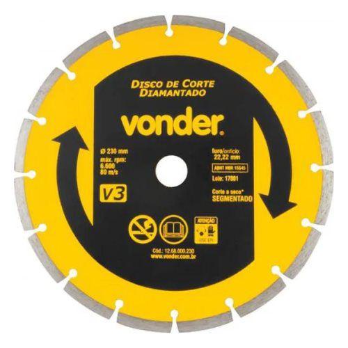 Disco de Corte Diamantado Vonder 230mm Segmentado V3 Menor preço em Disco de Corte Diamantado Vonder 230mm Segmentado V3