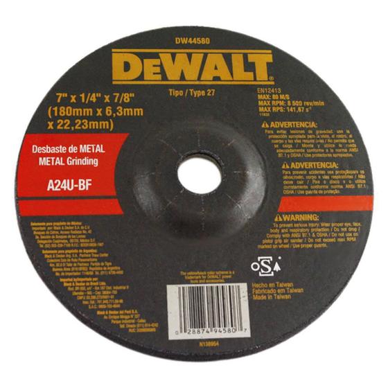 Imagem de Disco De Corte Fino Para Metal Dewalt Dw44580 7X1/4X7/8 Pol.