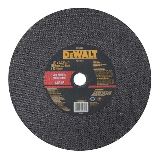 Imagem de Disco de Corte Metais 12 Pol x 2,4mm espessura Dewalt DW44620