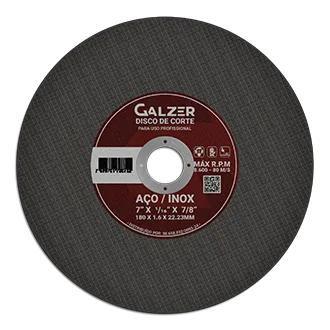 Imagem de Disco de corte para Aço e Aço Inox 7"x 1/16" x 7/8" 180 x 1.6 x 22.23mm - Galzer