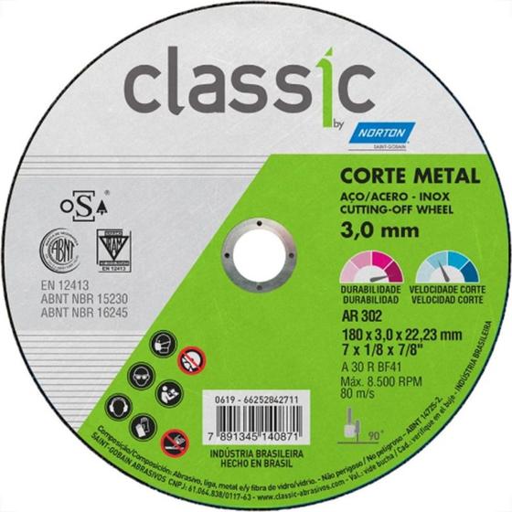 Imagem de Disco De Corte Para Ferro Norton 302 Classic 07X1/8X7/8