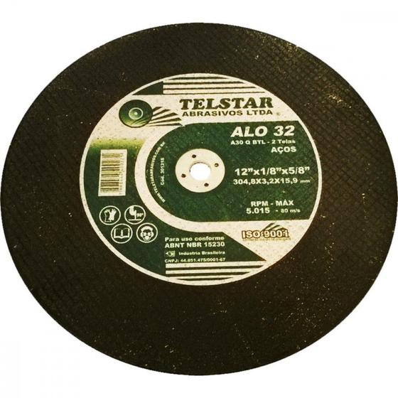 Imagem de Disco De Corte Para Ferro Telstar 12 X 1/8 X 5/8 2 Telas  301218 ./ Kit Com 5