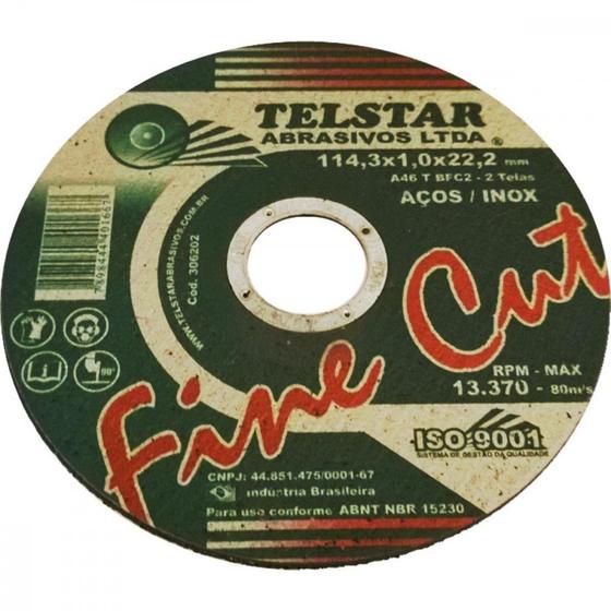 Imagem de Disco De Corte Para Inox Telstar  4.1/2 X 1,0 X 7/8  306202 ./ Kit Com 5