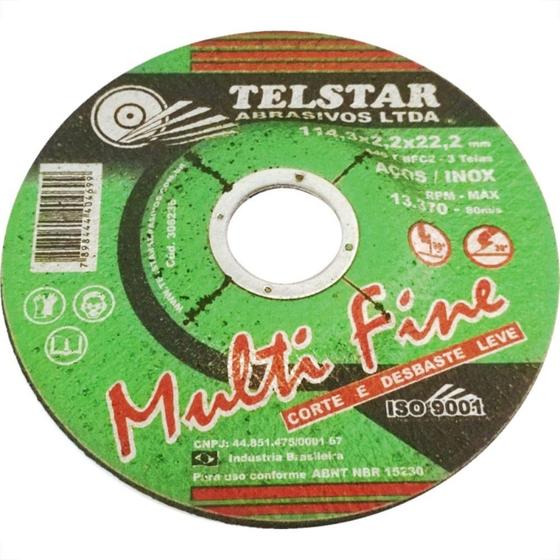 Imagem de Disco De Corte Para Inox Telstar Corte Desbaste 4.1/2 X 7/8 306238 - Kit C/5