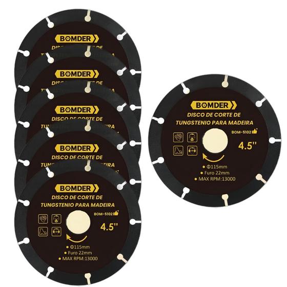 Imagem de Disco de Corte para Madeira 4,5" Furo 22mm Tungstenio Bomder