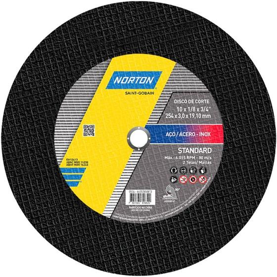 Disco De Corte Norton Para Aluminio A 36 Q - Diámetro 125 X 1 X 22,23 Mm, Pack De 10 Unidades