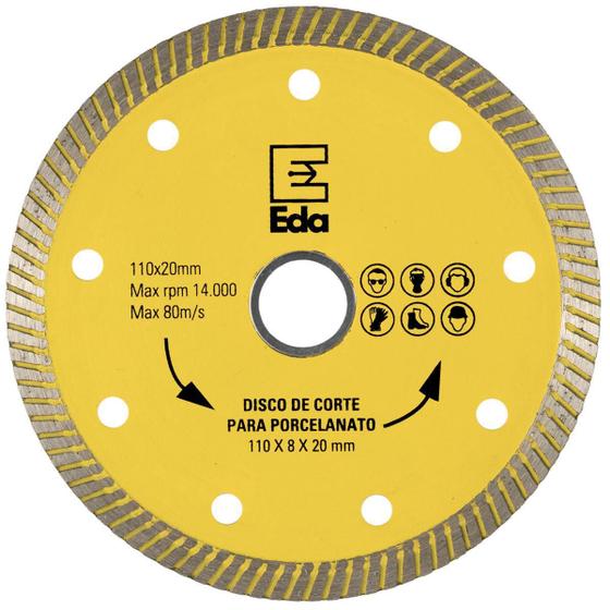 Imagem de Disco De Corte Para Porcelanato 110Mm Turbo Diamantado Eda