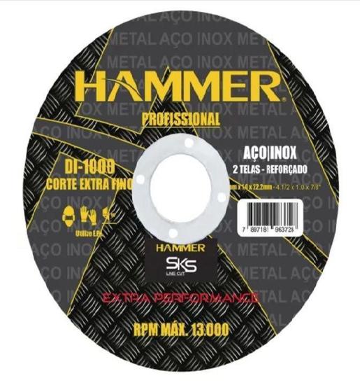 Imagem de Disco de Corte Profissional Aço/Inox Hammer 180mm Extra Fino