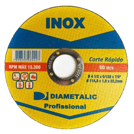 Imagem de Disco De Corte Rápido Fino Para Aço Inox 115X22Mm Diametalic