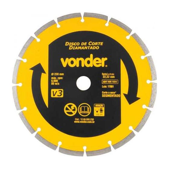 Imagem de Disco de Corte Vonder Diamantado 230mm V3