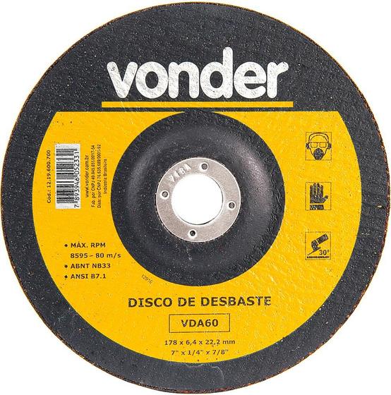 Imagem de Disco De Desbaste 177,8x6,4x22,22 Para Aço Carbono Vda60 - V