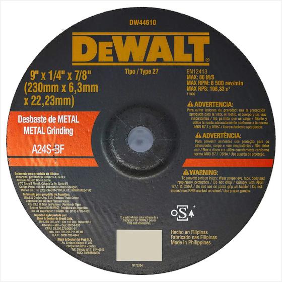 Imagem de Disco de desbaste 230,0 mm x 6,3 mm x 22,23 mm DW44610 - DeWalt