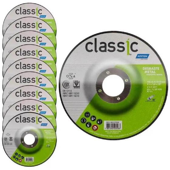Imagem de Disco de Desbaste 4.1/2POL x 6.4mm Classic Kit com 10 Peças NORTON