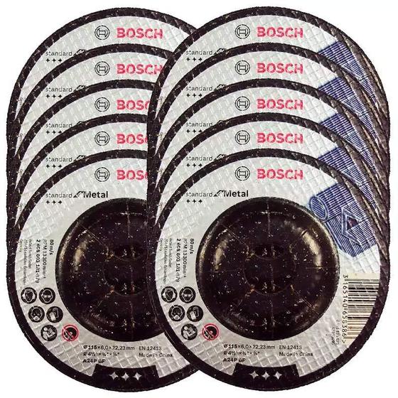 Disco de Desbaste Metal 4.1/2 POL x 1/4 POL Furo 7/8 POL Standard com 10 Peças BOSCH Menor preço em Disco de Desbaste Metal 4.1/2 POL x 1/4 POL Furo 7/8 POL Standard com 10 Peças BOSCH