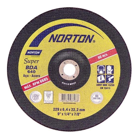 Imagem de Disco de Desbaste para Ferro 9" x 1/4" x 7/8" 230BDA640 - Norton