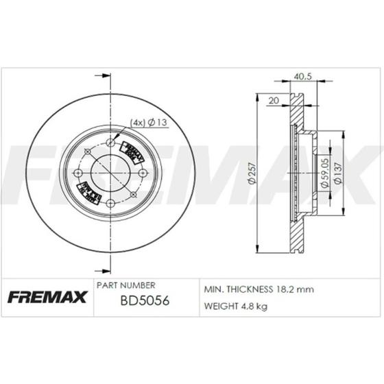 Imagem de Disco de freio Dianteiro Fiat Doblo 2001 a 2024 FREMAX