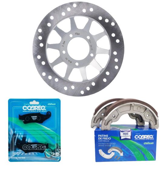 Imagem de Disco de Freio Dianteiro Nxr 150 Bros + Pastilhas e Lonas Cobreq