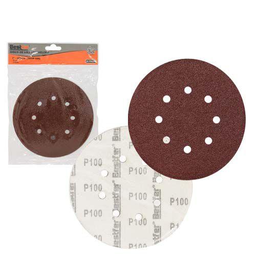 Imagem de Disco de lixa base auto-aderente 180mm 8 furos grao 100 - pacote com 10 - bestfer
