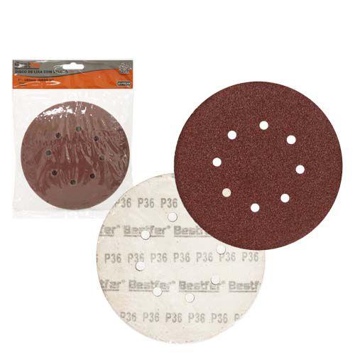 Disco de lixa base auto-adesiva 180mm 8 furos grao 36 - pacote com 10 - bestfer Menor preço em Disco de lixa base auto-adesiva 180mm 8 furos grao 36 - pacote com 10 - bestfer