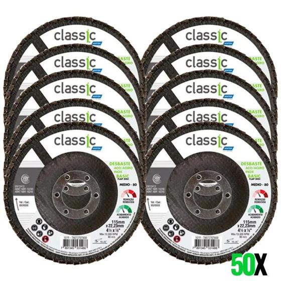 Imagem de Disco de Lixa Flap 4.1/2 POL 50 Unidades Grão 80 Classic Basic NORTON