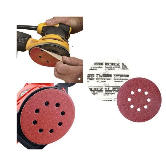 Imagem de Disco De Lixa Tiras aderentes Vermelho 150Mm Grão 120 Starfer 10