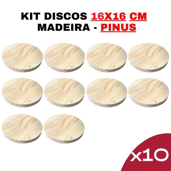 Imagem de Disco de Madeira Pinus 16x16cm - Kit 10 peças