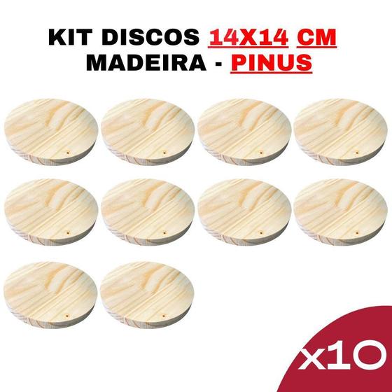 Imagem de Disco de Madeira Pinus Circular 14x14cm - Kit 10
