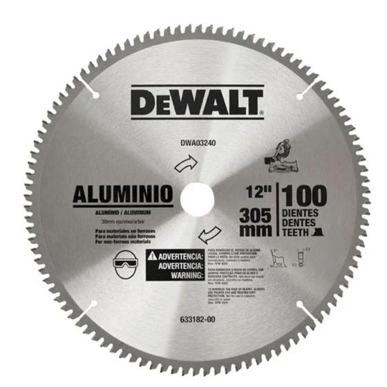 Imagem de Disco de serra circular 12" Dewalt DWA03240 100 dentes alumínio