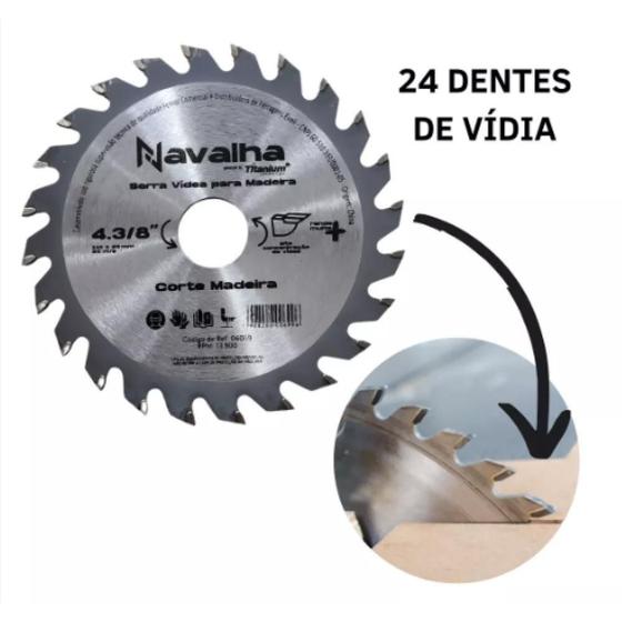 Imagem de Disco De Serra Circular P/ Madeira Navalha 4.3/8" 110Mm X 24