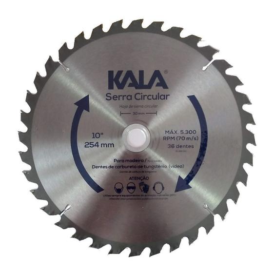 Imagem de Disco de serra circular para madeira 254mm 10 Pol 36 Dentes Kala