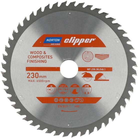 Imagem de Disco de serra para madeira 230 x 30 mm 48 dentes - Clipper - Norton