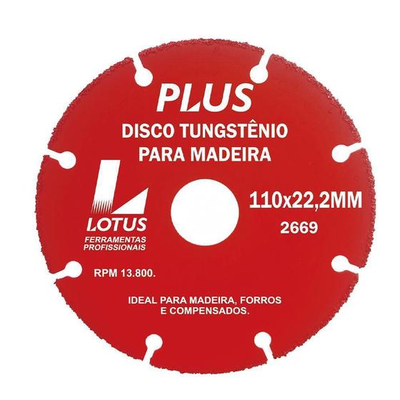 Imagem de Disco De Tungstênio Para Corte De Madeira 110X22,2Mm 100/10