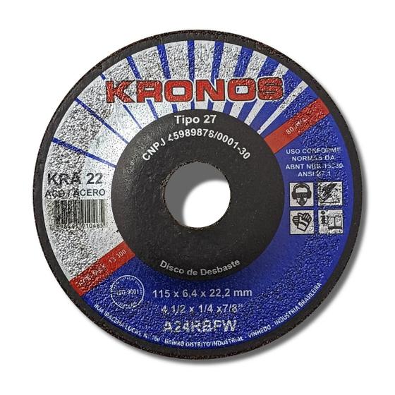 Imagem de Disco Desbaste Ferro Kronos KRA22 4.1/2 Pol 115x6,4x22,2mm
