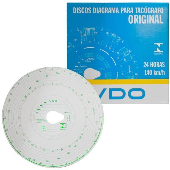 Imagem de Disco Diagrama Tacógrafo Diário 140 Km 24 h 100 Unidades Vdo