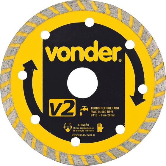 Disco diamantado 110mm turbo furo 20mm v2 - Vonder Menor preço em Disco diamantado 110mm turbo furo 20mm v2 - Vonder